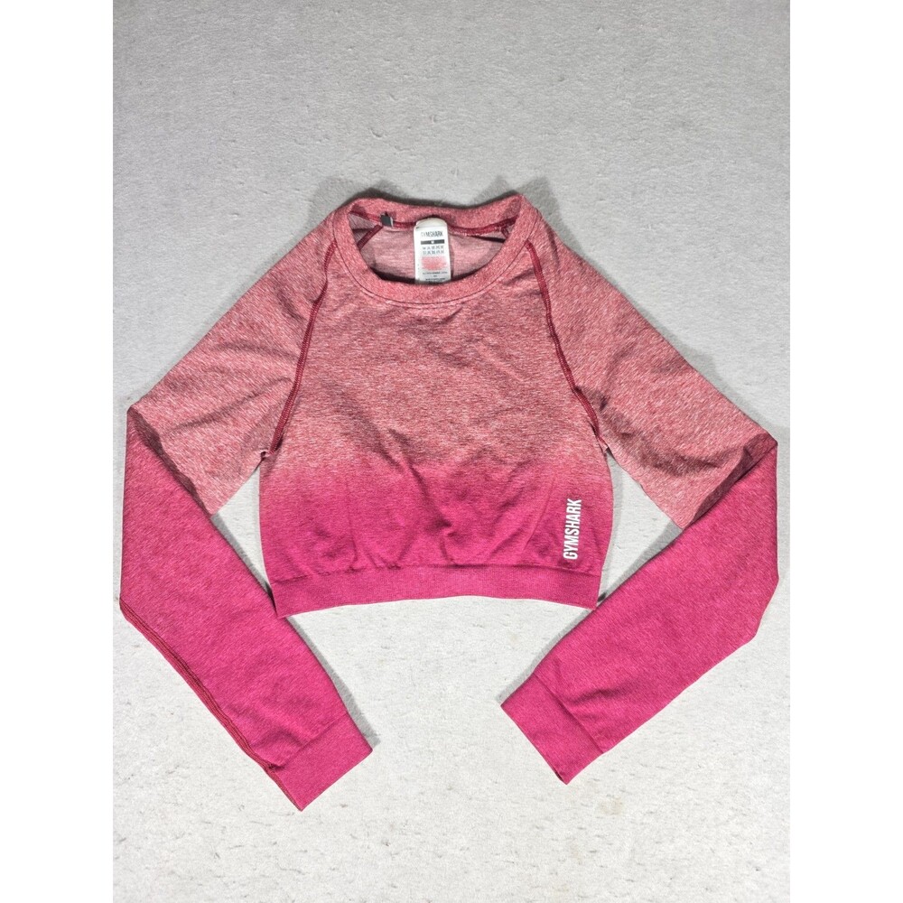 Gymshark Womens Ombre Seamless Long Sleeve Crop Top Red White Size Medium Unused
